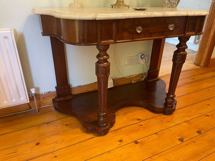 Antique Marble Top Console / Hall Table