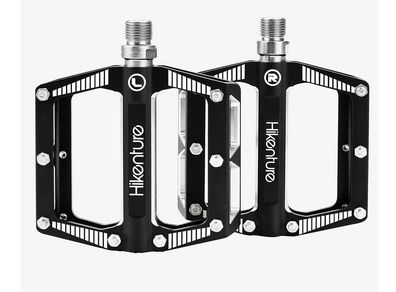 Hikenture Mountain Bike Pedals, MTB Pedals, Metal Flat Bicycle Pedals for Mountain Bike Adults, Road Bike, Downhill, BMX with Big Platform Aluminum Alloy