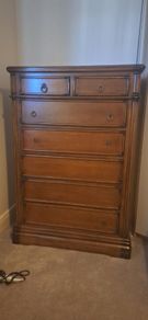 Solid Oak Tallboy Chest of Drawers  7 Drawer Unit
