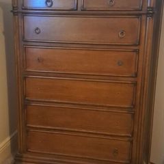 Solid Oak Tallboy Chest of Drawers  7 Drawer Unit