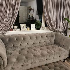 Chesterfield grey velvet Three seater sofa
