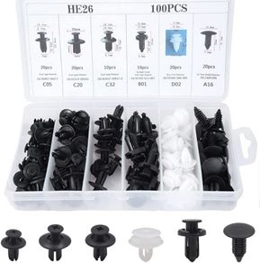 100Pcs Car Fixing Clips, 6 Types Car Plastic Mounting Set, Bumper Mounting Clips Kit, Door Trim Car Body Rivets Mounting Kit, Nylon Bumper Expansion Rivets