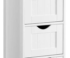 _Bathroom cabinet, narrow wooden bathroom cabinet with 4 drawers, 30 x 30 x 82 cm, living room, bedroom, hallway, deep, free-standing, space-saving, white