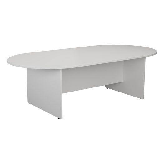 NEW - White H2400 x W1200mm Meeting Table Oval End