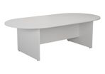NEW - White H2400 x W1200mm Meeting Table Oval End