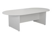 NEW - White H2400 x W1200mm Meeting Table Oval End