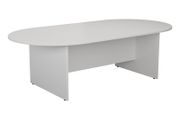 NEW - White H2400 x W1200mm Meeting Table Oval End