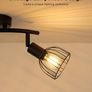 2 Way Spot Lights Ceiling, Adjustable Kitchen Light Fittings with E14 Socket, Matt Black Wire Cage Wall Spotlight Bar, Industrial Ceiling Light for Indoor Hallway Bedroom, Bulb Not Included Image 2