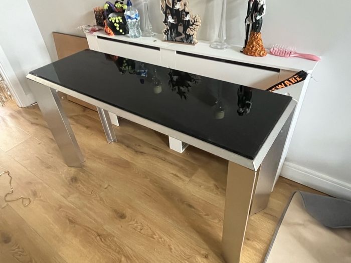a black glass hall/ living room  table