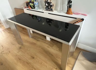 a black glass hall/ living room  table