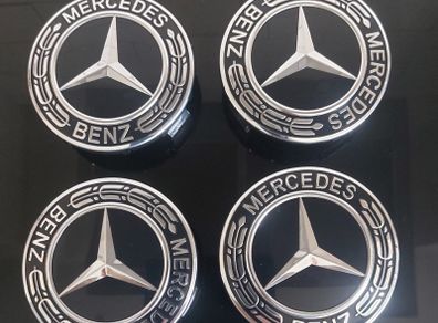 4 x Mercedes Centre Caps (Black) FREE POST