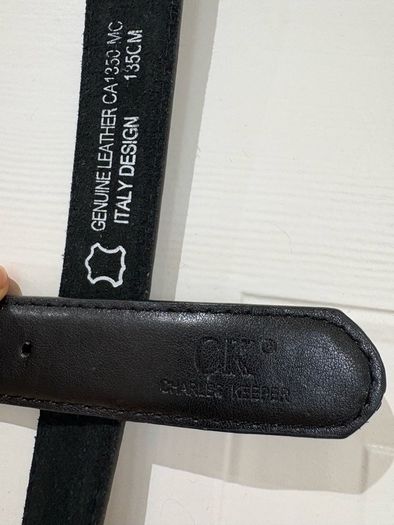 CK "CHARLES KEEPER" black genuine leather belt, Italy design 135cm