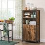 Bookcase, Book Cabinet, Office Shelf, Kitchen Cabinet with 2 Open Compartments, Adjustable Shelf in Cupboard, Multifunctional, Industrial Design, Vintage Brown/Black Image 3