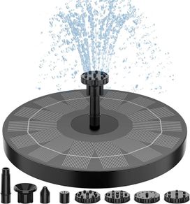 Solar Fountain 2.5W Solar Water Fountain with Solar Panel Solar Pond Pupme with 6 Fountain Nozzles Solar Floating Fountain Pump for the Garden, Bird Bath, Fish Tank