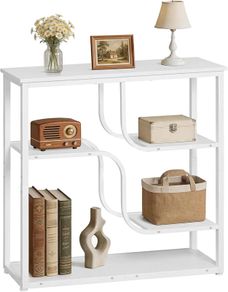4-Tier Slim Console Table for Hallway, Narrow Hallway Table with Storage Shelves, Behind Sofa Table for Small Space, living Rooms, Entryway, Bedroom, White