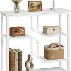 4-Tier Slim Console Table for Hallway, Narrow Hallway Table with Storage Shelves, Behind Sofa Table for Small Space, living Rooms, Entryway, Bedroom, White