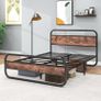 King Bed Frame with Headboard,Oval-Shaped Image 7