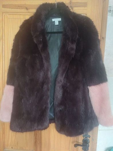 Burgundy faux fur coat (free post)