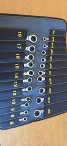 GRENPRO Ratcheting Wrench Set, Combination Wrench Set, 22-Piece SAE & Metric and Standard, 72Th Long Open End, 1/4" to 3/4" & 6-18mm, Organizer With Roll Up Pouch, CR-V Socket Mechanic Hand Tools Sets