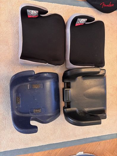 Two high-backs (one can be dismantled into two pieces), one is a travel high-back booster that folds into itself for travel.  The others are perfect for spares in the boot for lifts.  Well-used, fair condition but clean