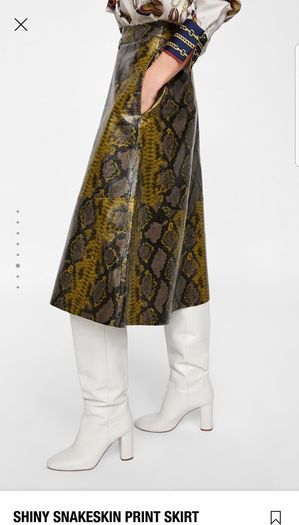 ZARA  shiny SNAKESKIN print skirt bloggers favourite