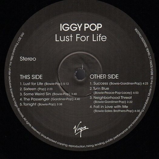 Iggy Pop - Lust For Life 180g Vinyl LP NEW
