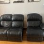 Black Leather 3 Seater Recliner Couch Very Good Condition Image 4