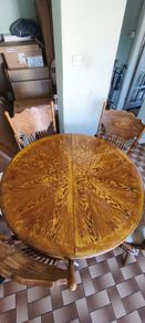Vintage extendable dining table and 4 carved chairs