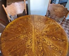Vintage extendable dining table and 4 carved chairs
