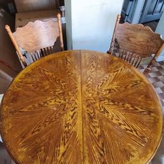 Vintage extendable dining table and 4 carved chairs