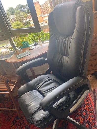 High Back Executive Office Chair, Black Faux Leather, Excellent Condition