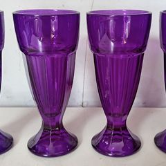 Four Purple Knickerbocker Glory Dessert Glasses