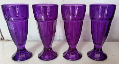Four Purple Knickerbocker Glory Dessert Glasses