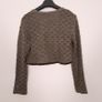 Alice Barnabe By Enjoy Brown Khaki Textured Knit Lace Trim Front-Tie Cropped Bolero Shrug Cardigan 12UK/40EU Image 8