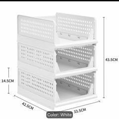 A Set of 3 Stackable Drawer Organizers, Sliding Wardrobe Drawers, Perfect for Wardrobes and Bedrooms, Measuring 33.5 X 43 X 42cm.