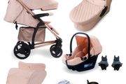 Mybabiie 3 in 1 travel system  rose gold