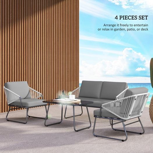 4 Piece Rattan Garden Furniture Set