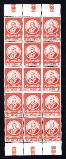 1969 Vatican City The 100th Anniversary of the Circle of Saint Peter Commemorative Stamps  Blocks of 15 Mint Never Hinged (MNH)