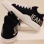 Men Calvin Klein Canvas Trainers Lace Up Black/white Shoes UK 7.5 Sneakers Image 3