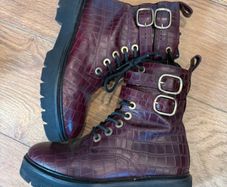 Claudie Pierlot chunky biker style maroon boots