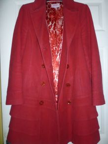Per Una M&s Long Red Jacket Coat Faux Suede To Touch 14 Medium. Marks & Spencer.