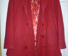 Per Una M&s Long Red Jacket Coat Faux Suede To Touch 14 Medium. Marks & Spencer.