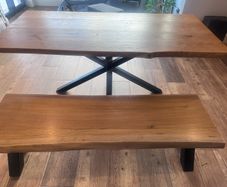 Solid Oak Table & Matching Bench