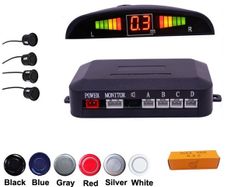 New Car Parking Sensor 4 Kit Rear Reverse Sensors Alarm Backup Radar System LED Display Warning in Black / White / Blue / Silver/Red