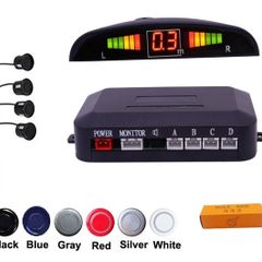 New Car Parking Sensor 4 Kit Rear Reverse Sensors Alarm Backup Radar System LED Display Warning in Black / White / Blue / Silver/Red