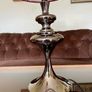 Retro Modern Polished Nickel Chrome Tall Table with Fabric Shade Image 9