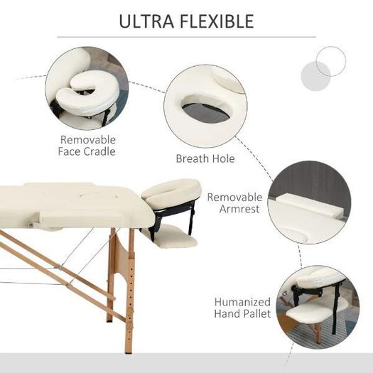 Portable Massage Table Folding Spa Beauty Therapy Bed Cream