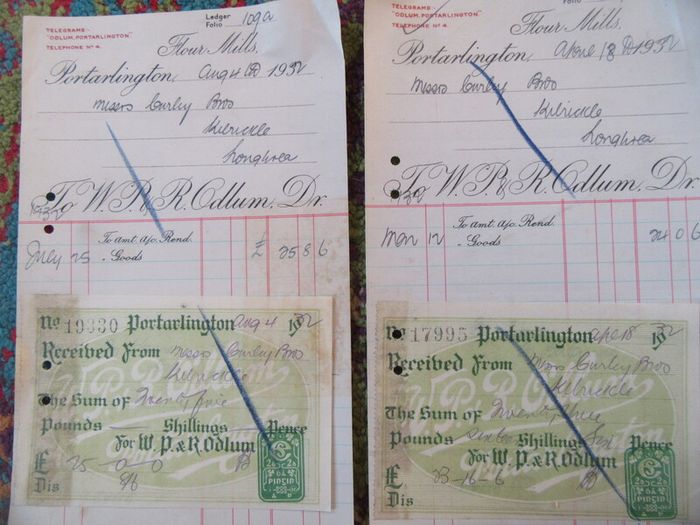 odlums flour mills receipts 1932