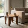 Solid Wood Round Coffee Table 60cm Acacia Wood Living Room Table Image 2
