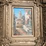 Antique Small oil on canvas painting and gold Louis Style French Deluxe Antique Frame (13,5" x 15,5") Image 2